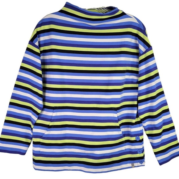 T by Talbots Stripe BUTTON DETAIL PULLOVER  CHALET STRIPE size 3X  preppy - Picture 2 of 5